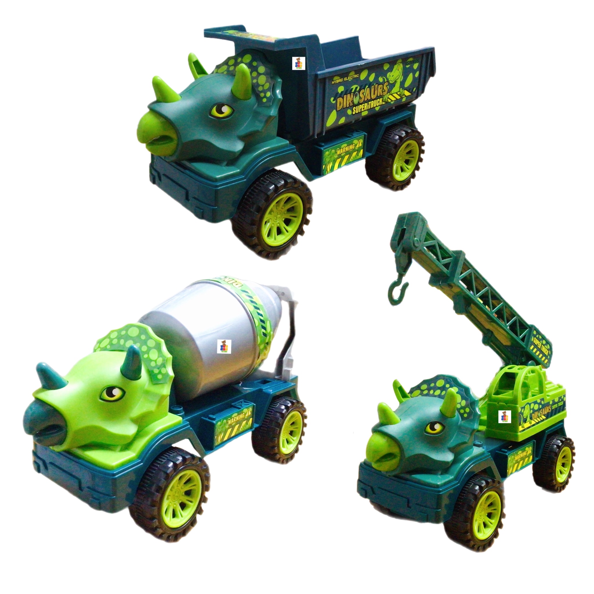 3 Camión Dinosaurio Construcción Carro De Fricción Juguete