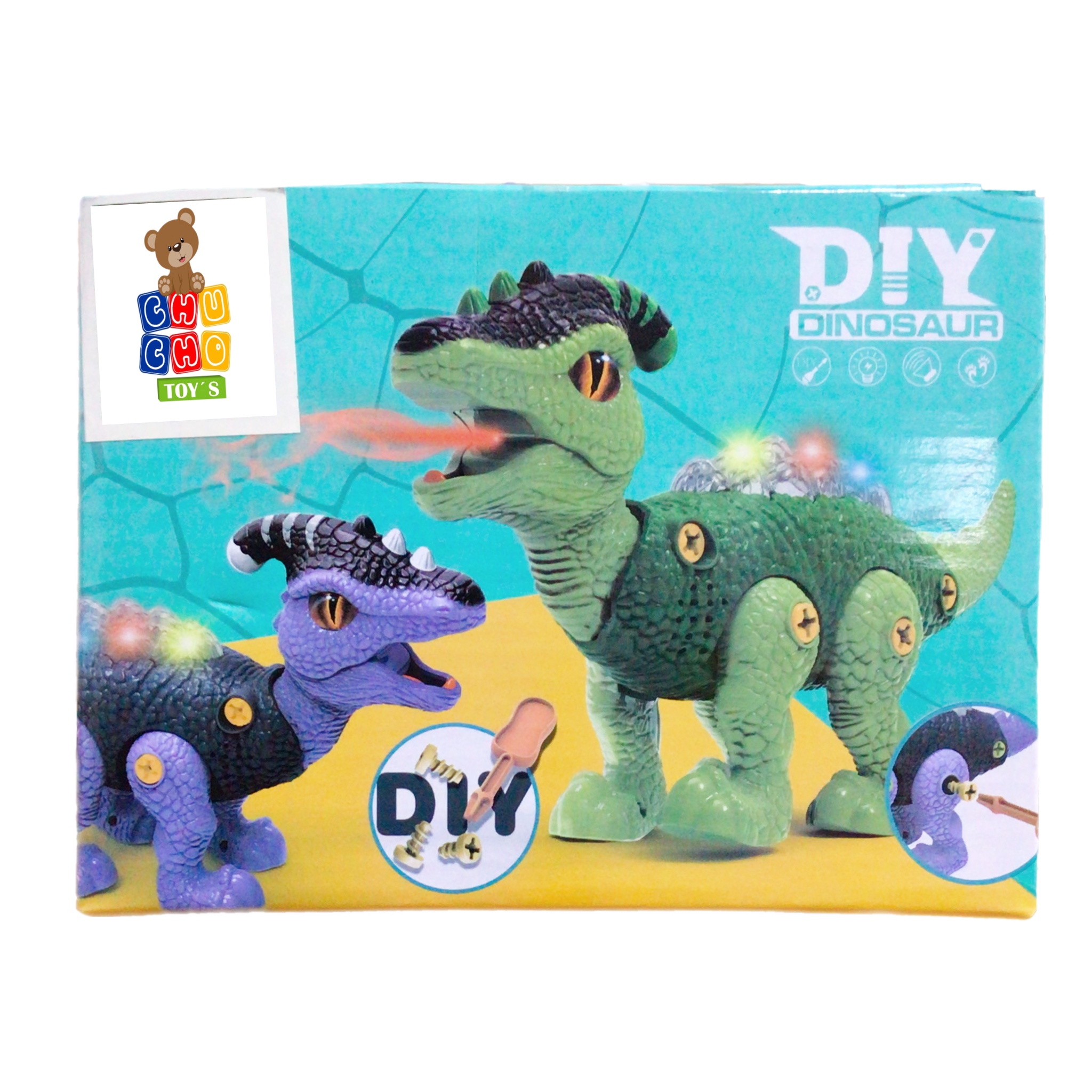 Dinosaurio Armable Con Luz Sonido Movimiento Lanza Humo Diy