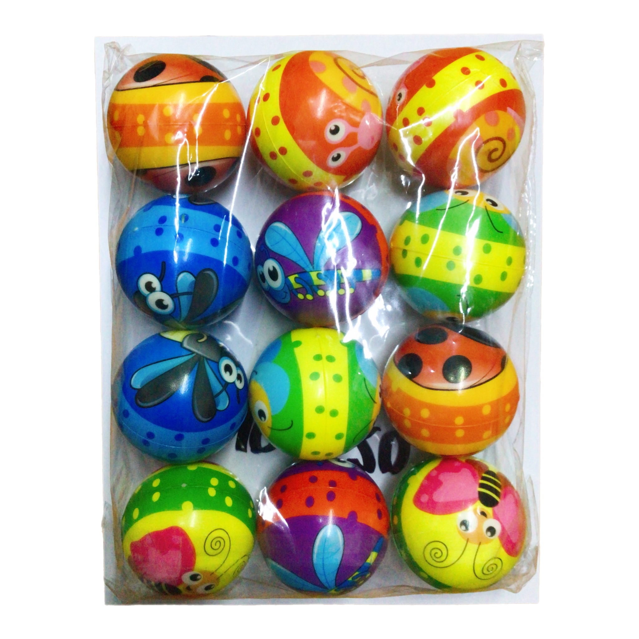 12 Pelota Anti Estrés Varios Modelos Relax Fiesta 6cm