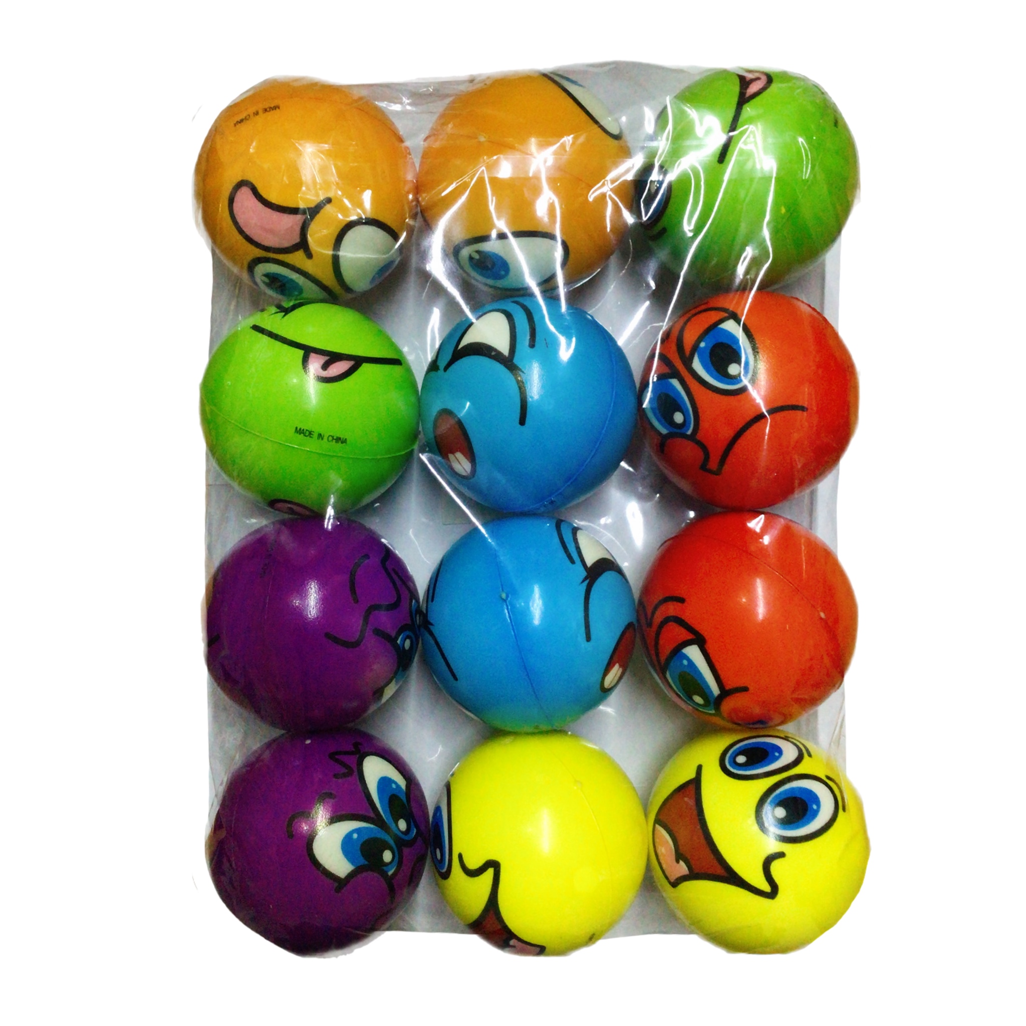 12 Pelota Anti Estrés Varios Modelos Relax Fiesta 6cm