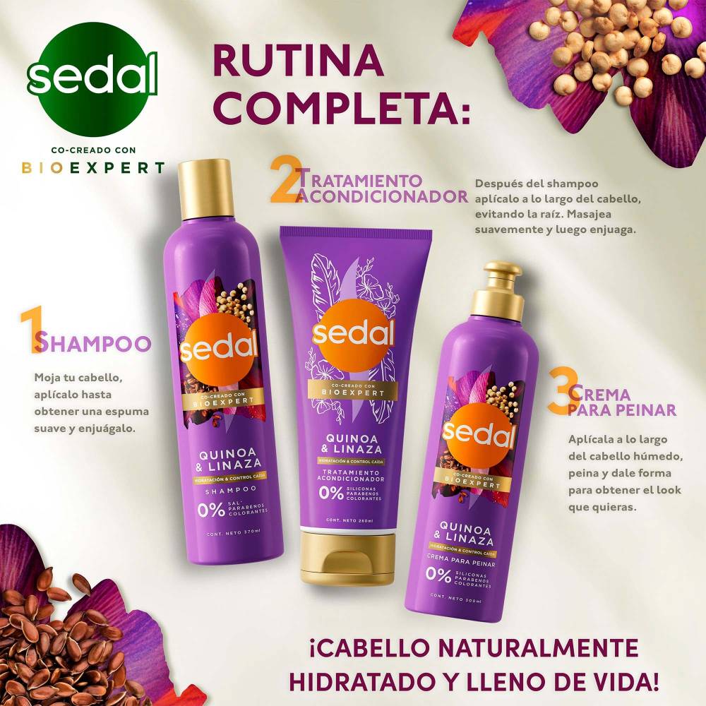 Sedal Bioexpert Shampoo, Acondicionador y Crema Para Peinar, Kit 3 Piezas