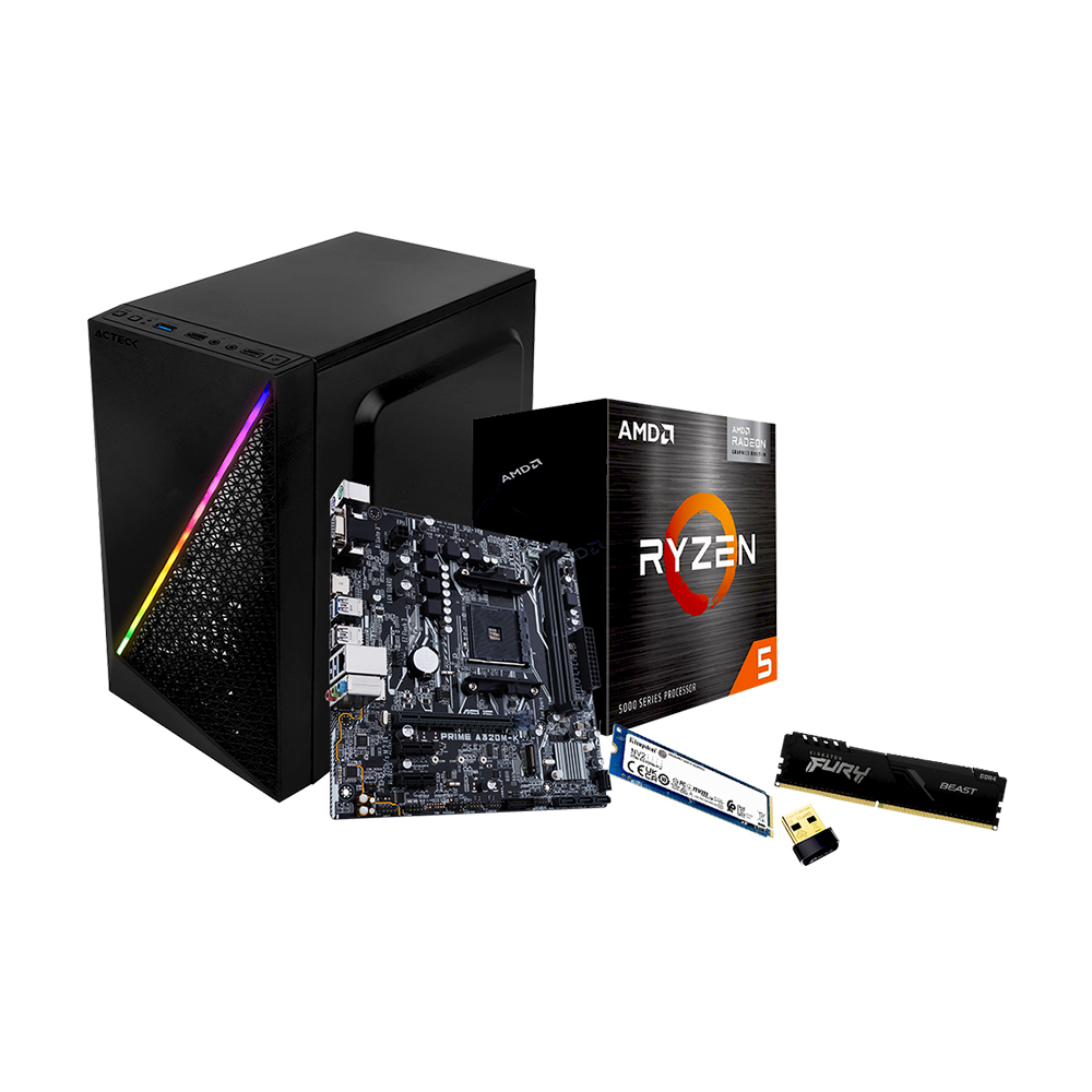 PC GAMING, ENTRADA RYZEN 5 5600G, A320, 16GB DDR4, 512GB NVMe, WiFi, WIN10 H, EVALUACION