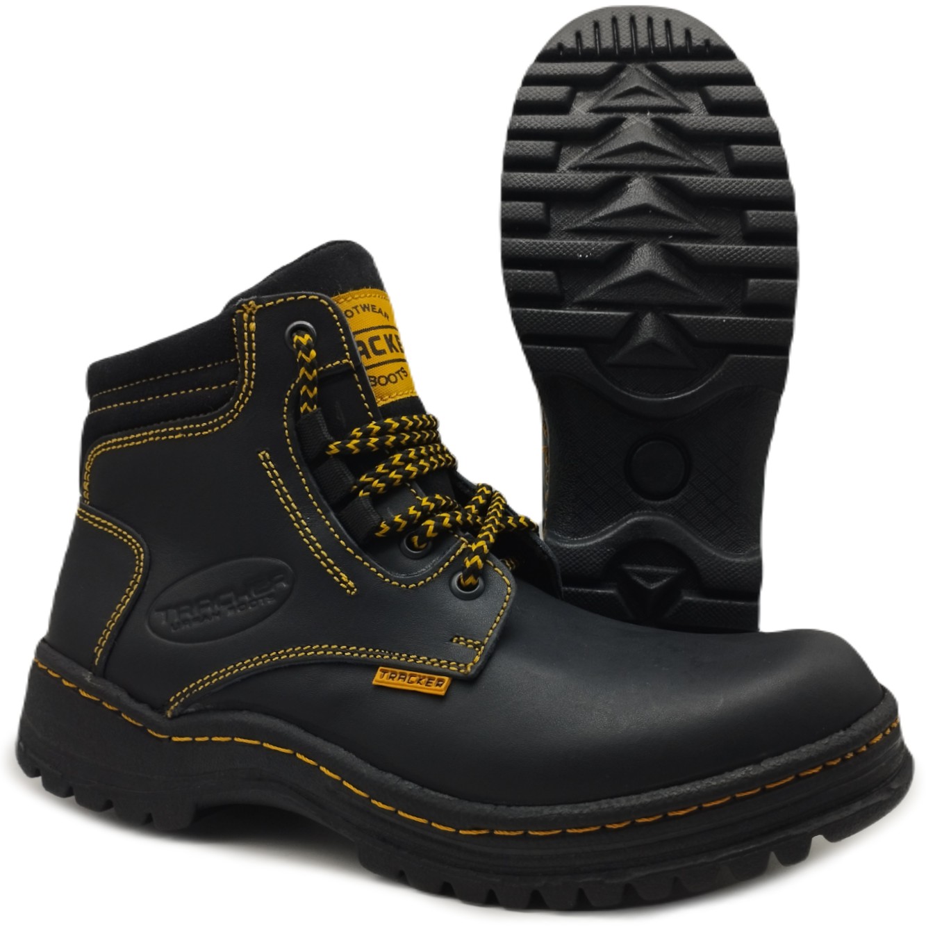 Bota Piel Trabajo Industrial Sin Casquillo Cosida Tracker