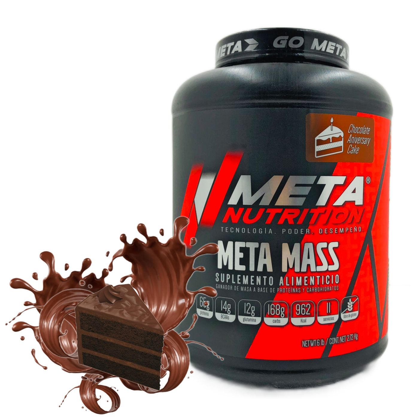 Meta Mass 6 Libras Sabor Pastel De Chocolate Aniversario Meta Nutrition