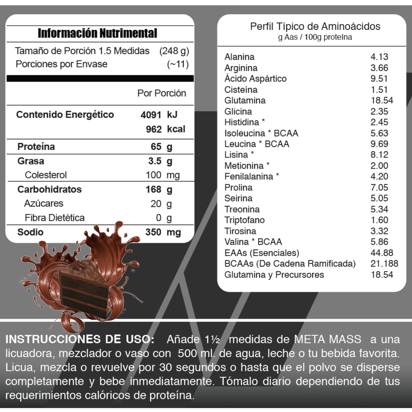 Meta Mass 6 Libras Sabor Pastel De Chocolate Aniversario Meta Nutrition