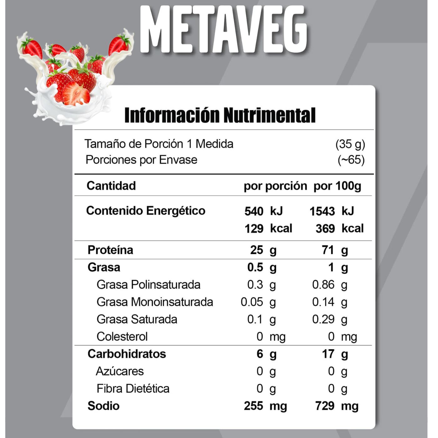 Meta Veg 5 Libras Sabor Fresas y Crema Meta Nutrition