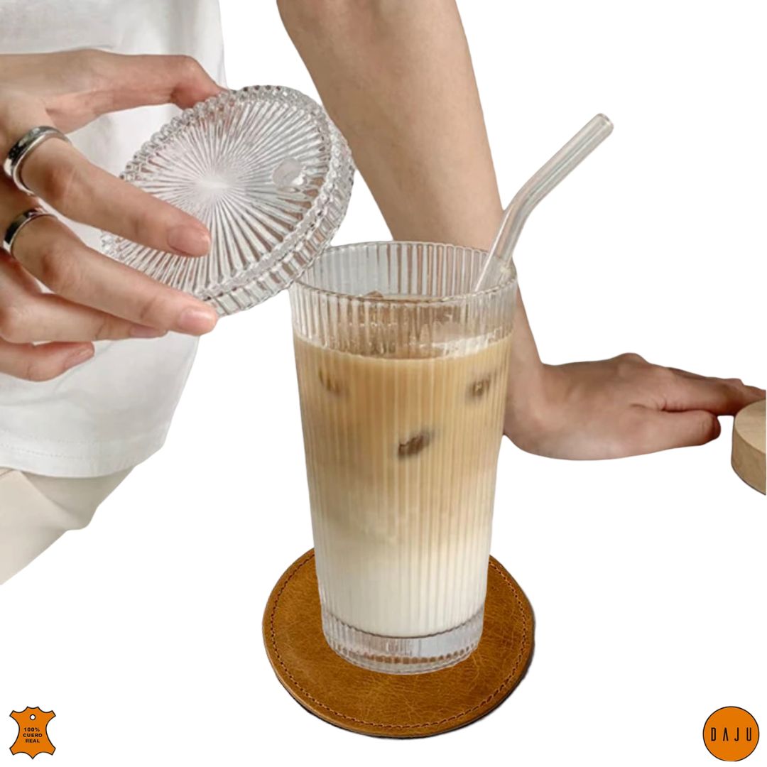 Portavasos Grandes 6 Pzas De Cuero Natural (marca Daju)