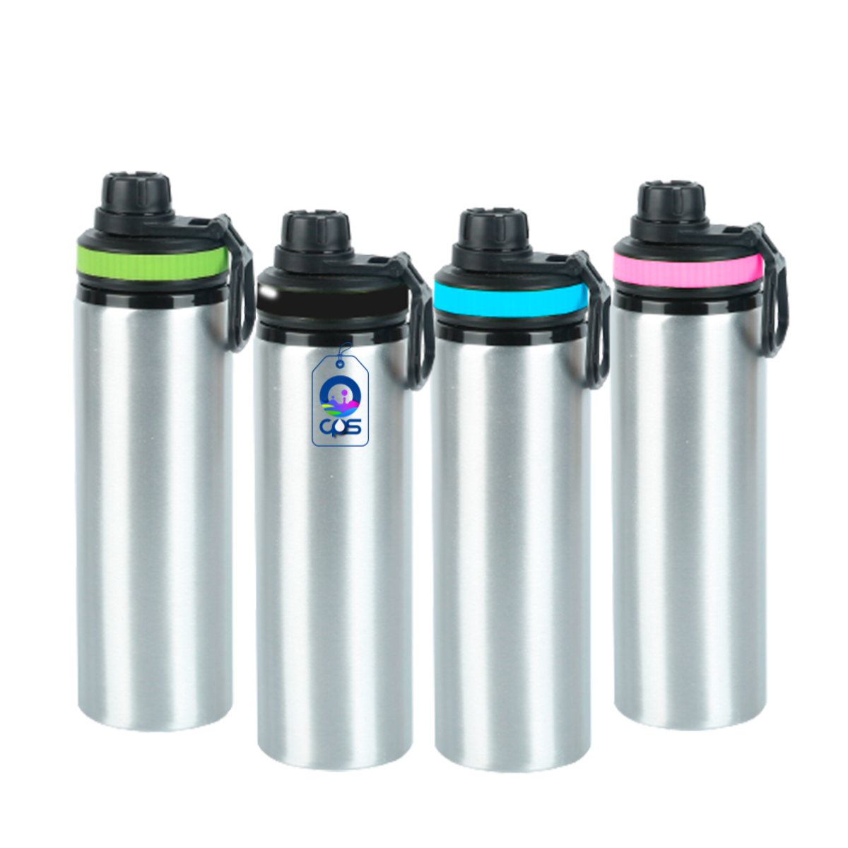 Botella deportiva de 750 ml. para sublimación con aro de color (10 piezas)..