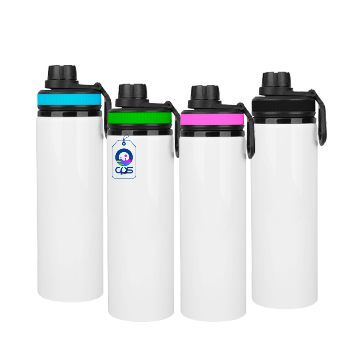Botella deportiva de 750 ml. para sublimación con aro de color (10 piezas)..