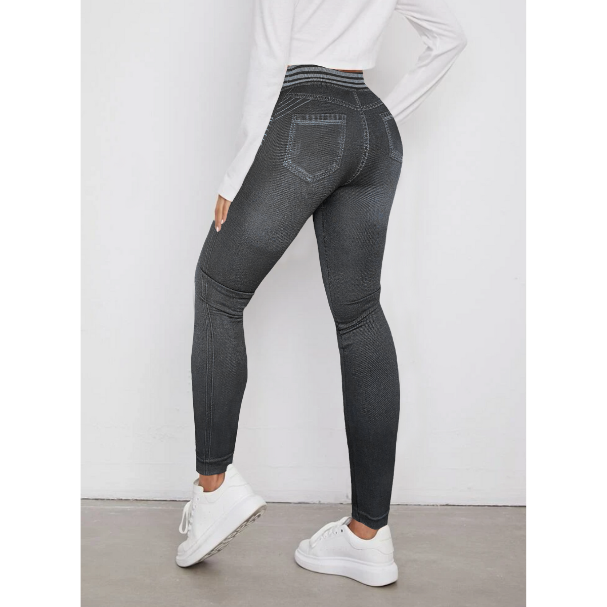 Set 2 Leggins Mujer Mezclilla Faja Alta Mallas Gruesa Mayon