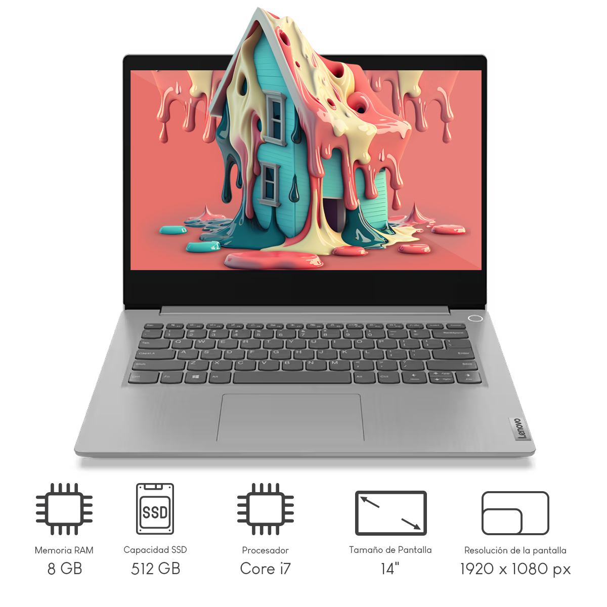 Laptop Lenovo Ideadpad 3 14ITL05 Intel CI3-1115G4 2C 8GB 512GB SSD Pcie 14Pulg HD Latam W11H Platinum Grey