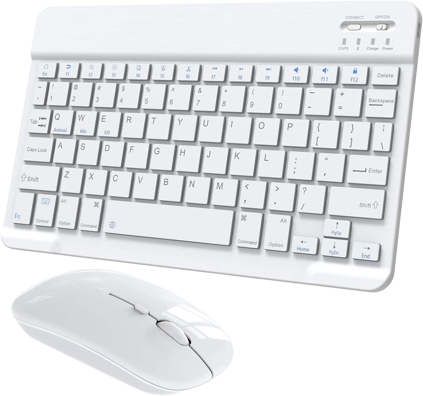 Teclado Bluetooth + Ratón Inalámbrico Para Tablet iPad Celular Pc Laptop De 7 PLG. (Blanco)