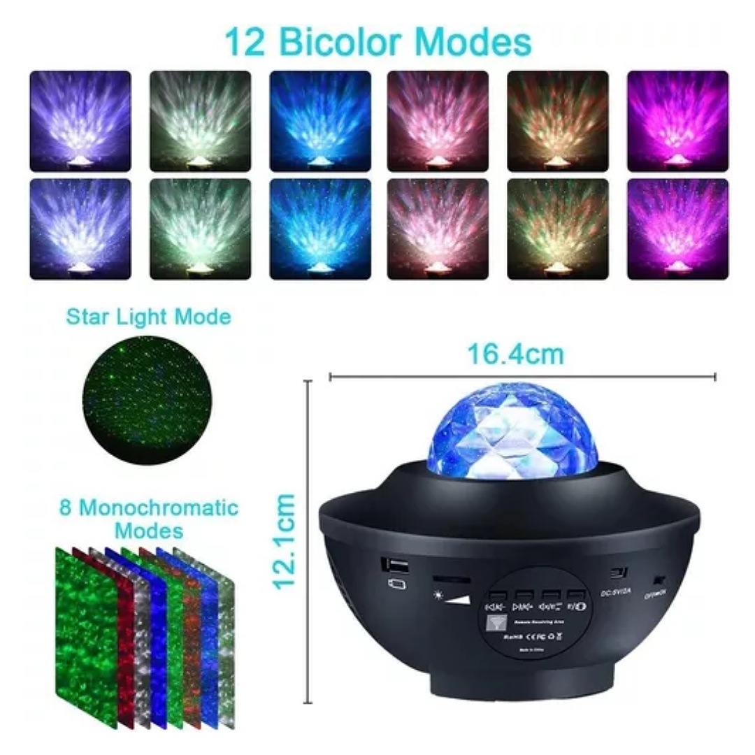 Proyector De Luz Galaxia Led Lampara Mesa Música Bluetooth