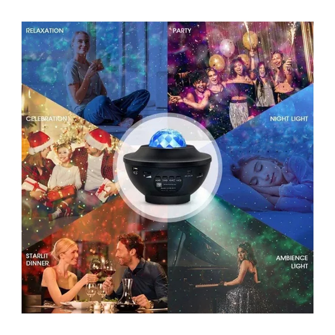Proyector De Luz Galaxia Led Lampara Mesa Música Bluetooth