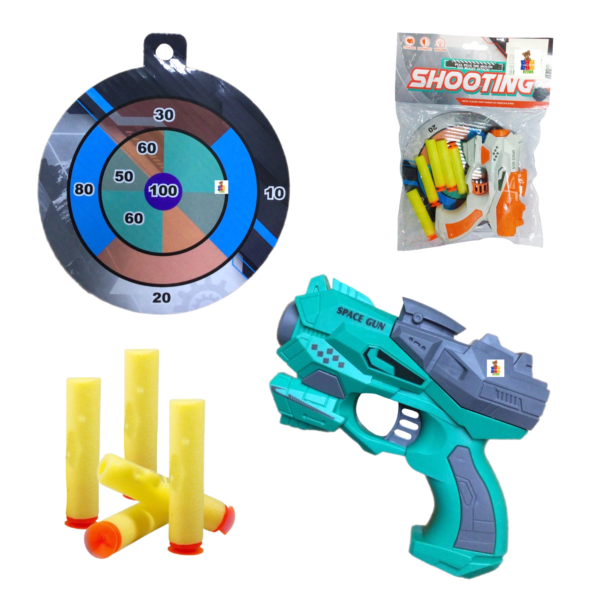 3 PISTOLA DE JUGUETE LANZA DARDOS CON TIRO AL BLANCO