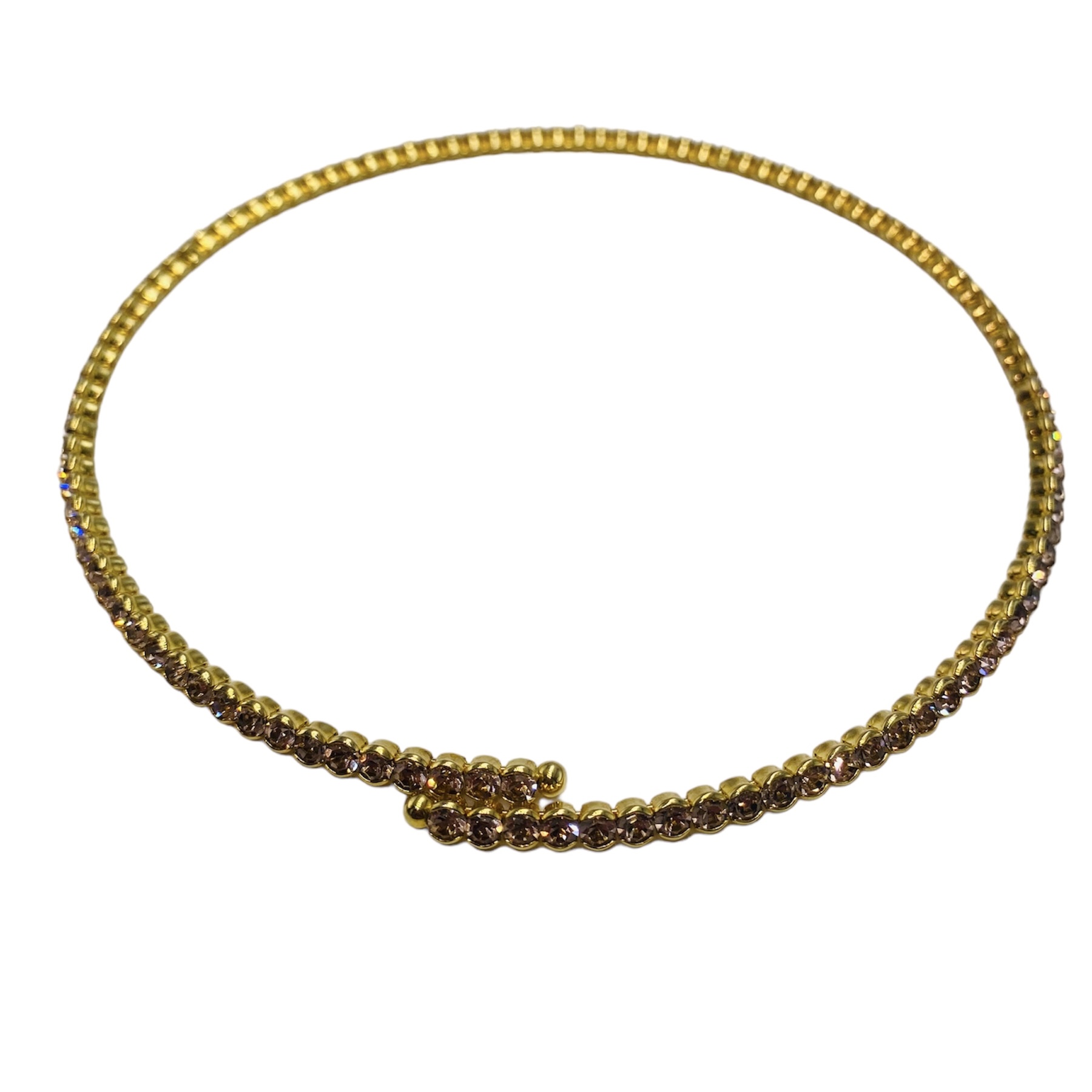 Gargantilla con cristales beige- Baño de oro 18K- Collar dorado