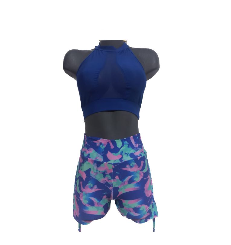 Conjunto Short Escote Maya (Azul)