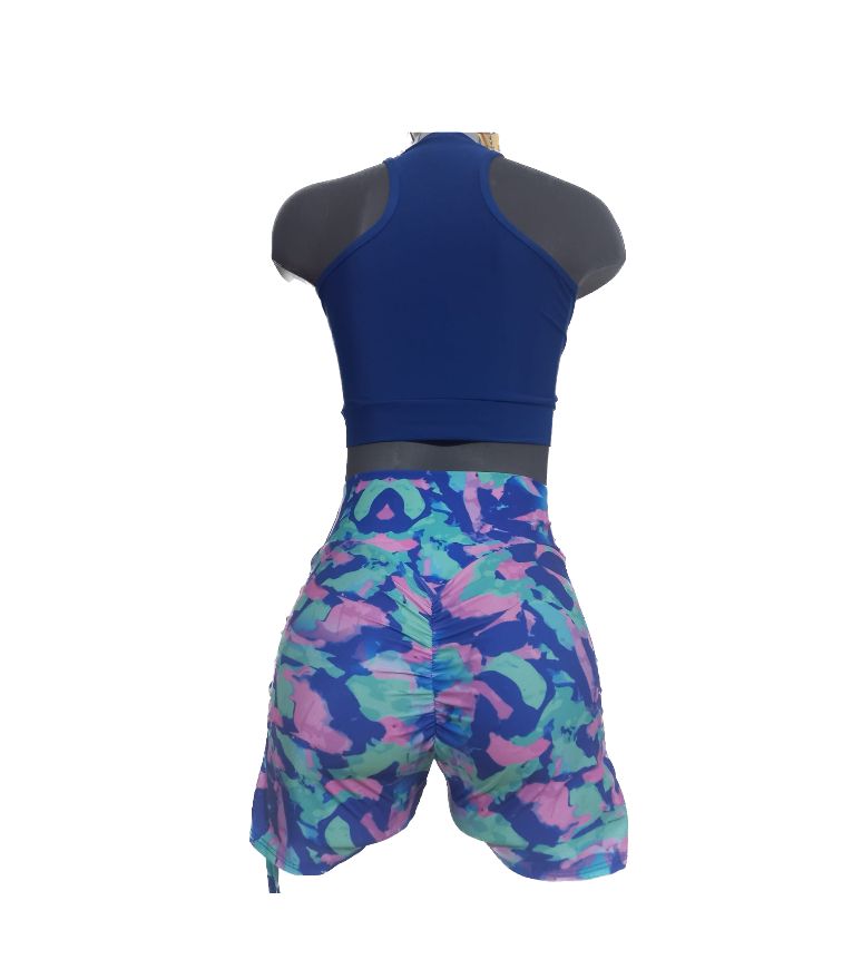 Conjunto Short Escote Maya (Azul)