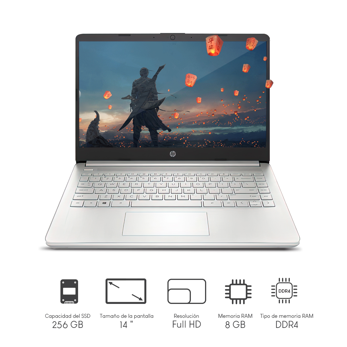 Laptop HP 14-DQ2053CL Intel CI3-1125G4 8GB 256GB ssd Pcie 14Pulg FHD W11H Silver 50V33UA Refurbished