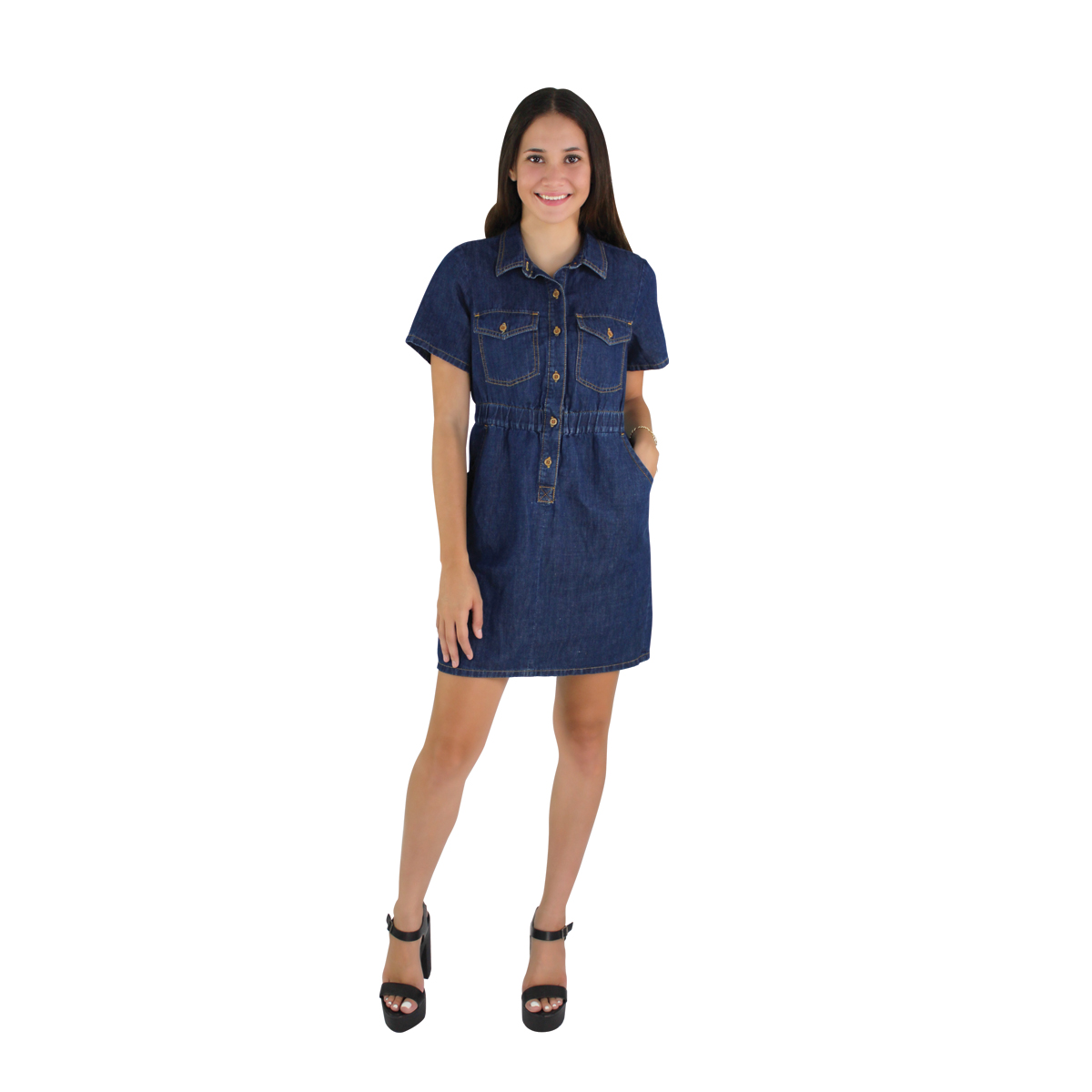 Vestido De Mezclilla Innermotion Azul Marino Estilo 1427 Para Mujer