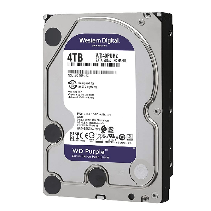 Disco Duro para Videovigilancia Western Digital WD Purple Surveillance 3.5", 4TB, SATA, 6 Gbit/s, 256MB Caché