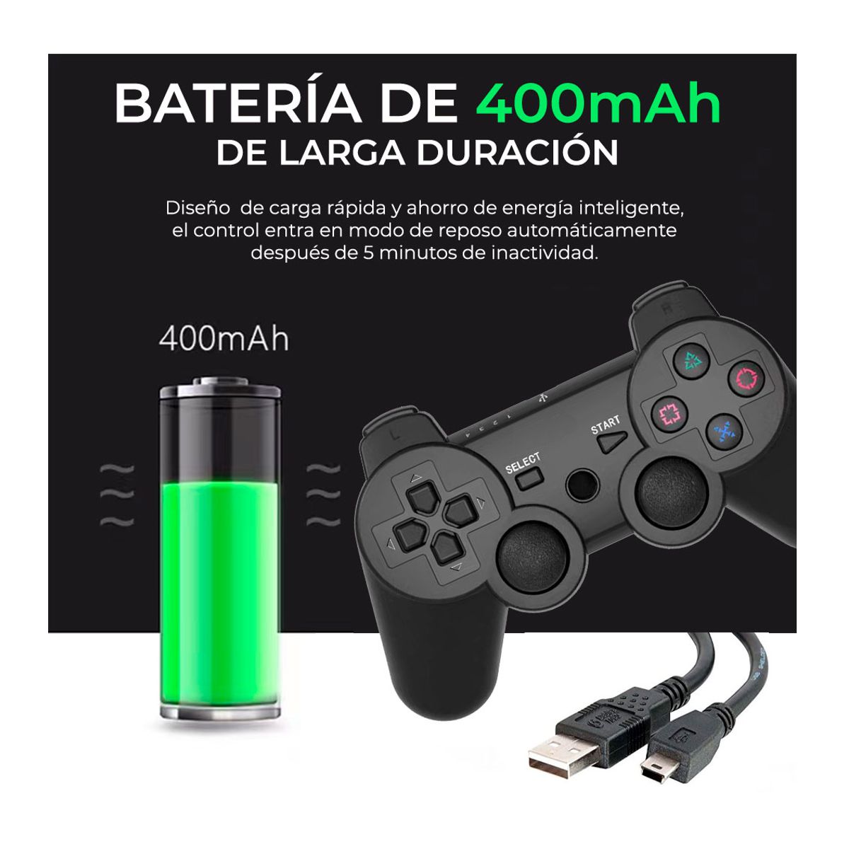 Control Genérico Inalámbrico color Negro Compatible con Ps3   