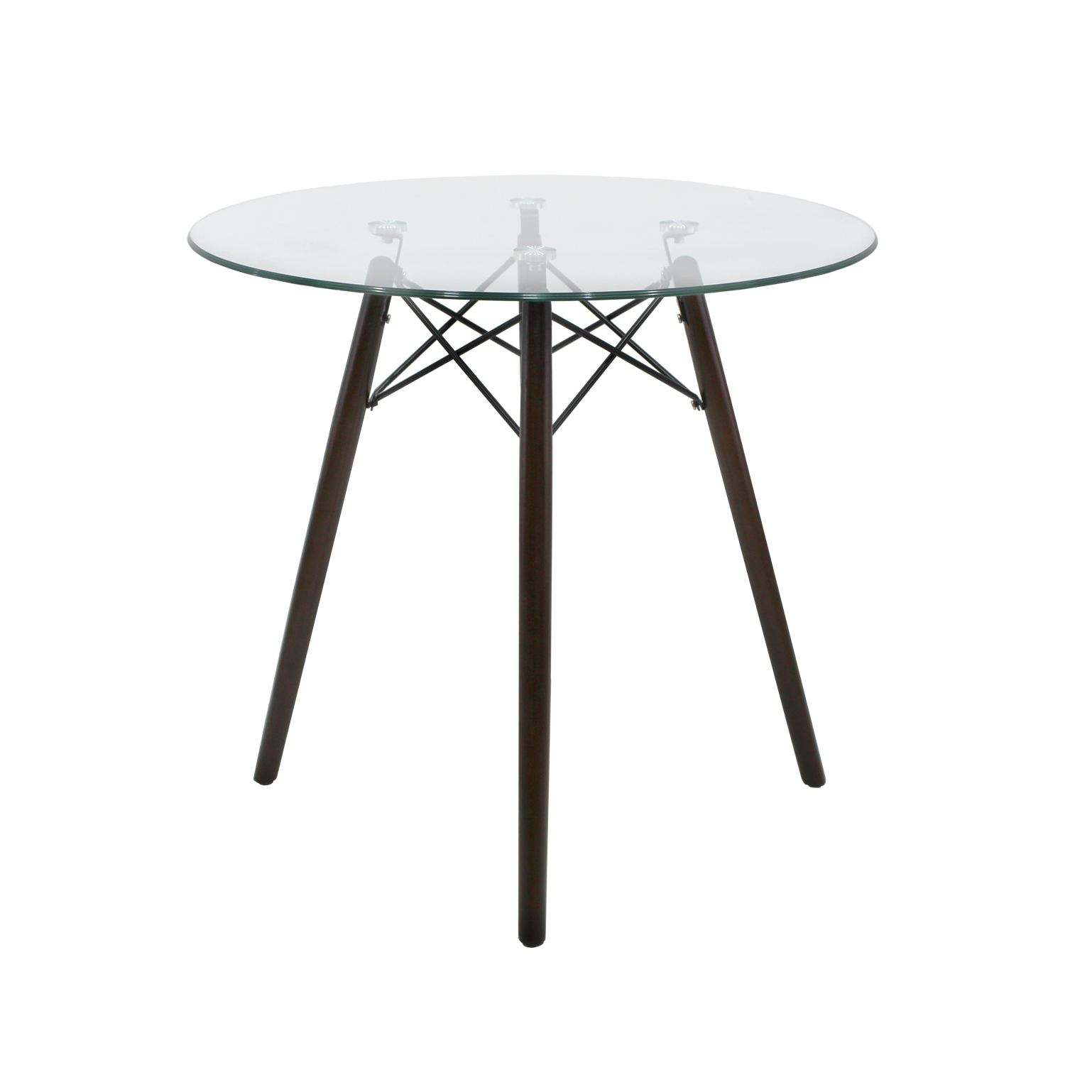 Set Comedor cristal redondo 80cm- 4 sillas Eames Blanco nogal Mundo In.