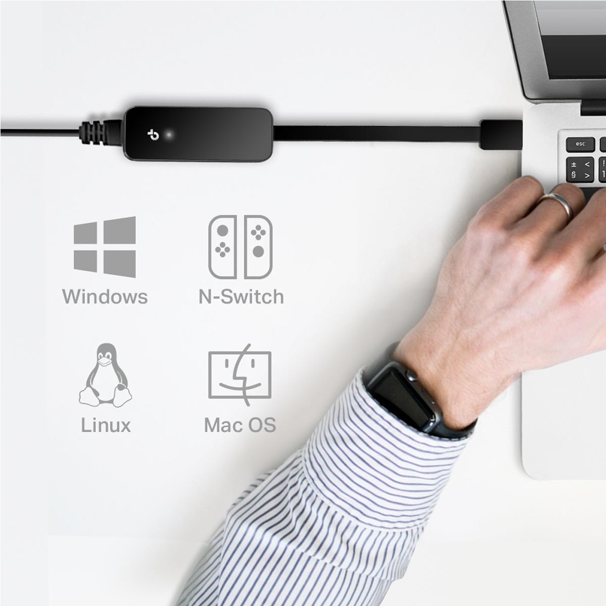 Adaptador De Red Usb 3.0 A Rj45 Tp-link Ue306 Para Nintendo Switch Negro.