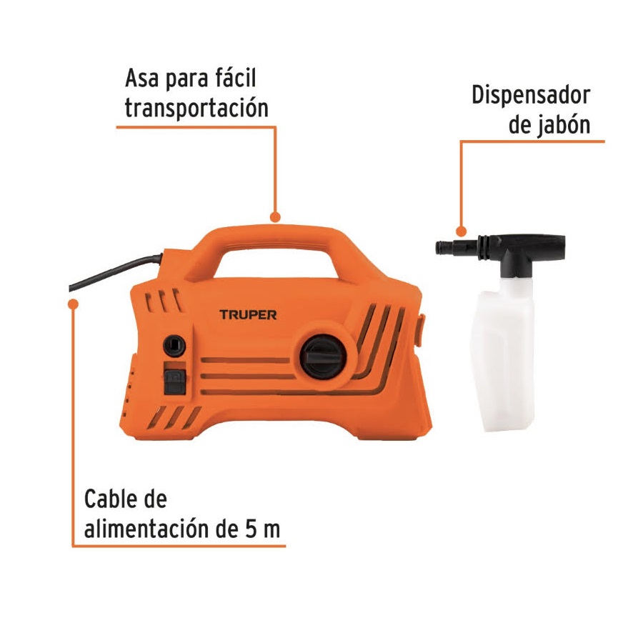Hidrolavadora Karcher Eléctrica Compacta 1600psi lavar autos Truper incluye accesorios 