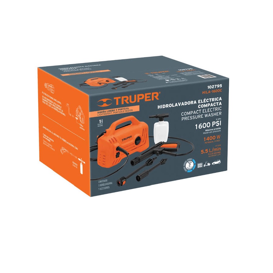 Hidrolavadora Karcher Eléctrica Compacta 1600psi lavar autos Truper incluye accesorios 