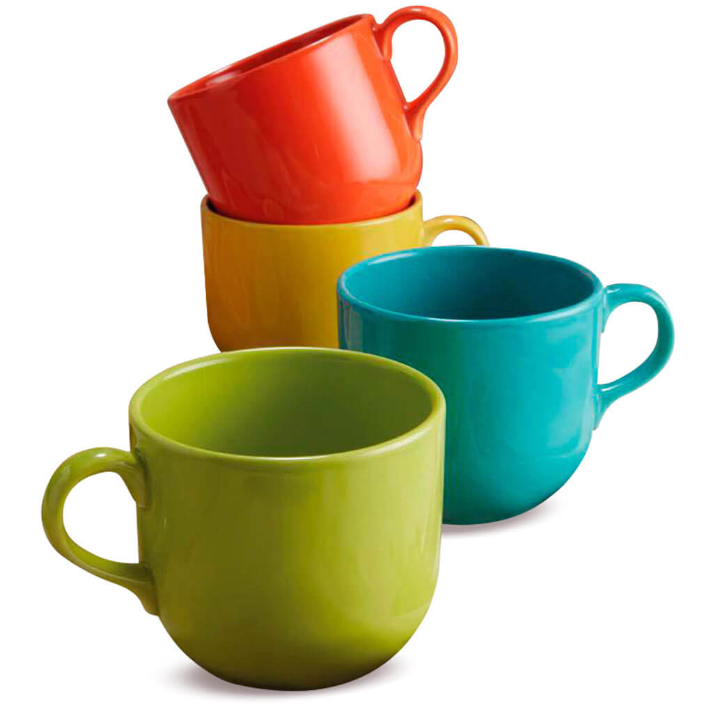 Juego Tazas Ceramica para Cafe y Te multicolor, 500 ml (4 piezas