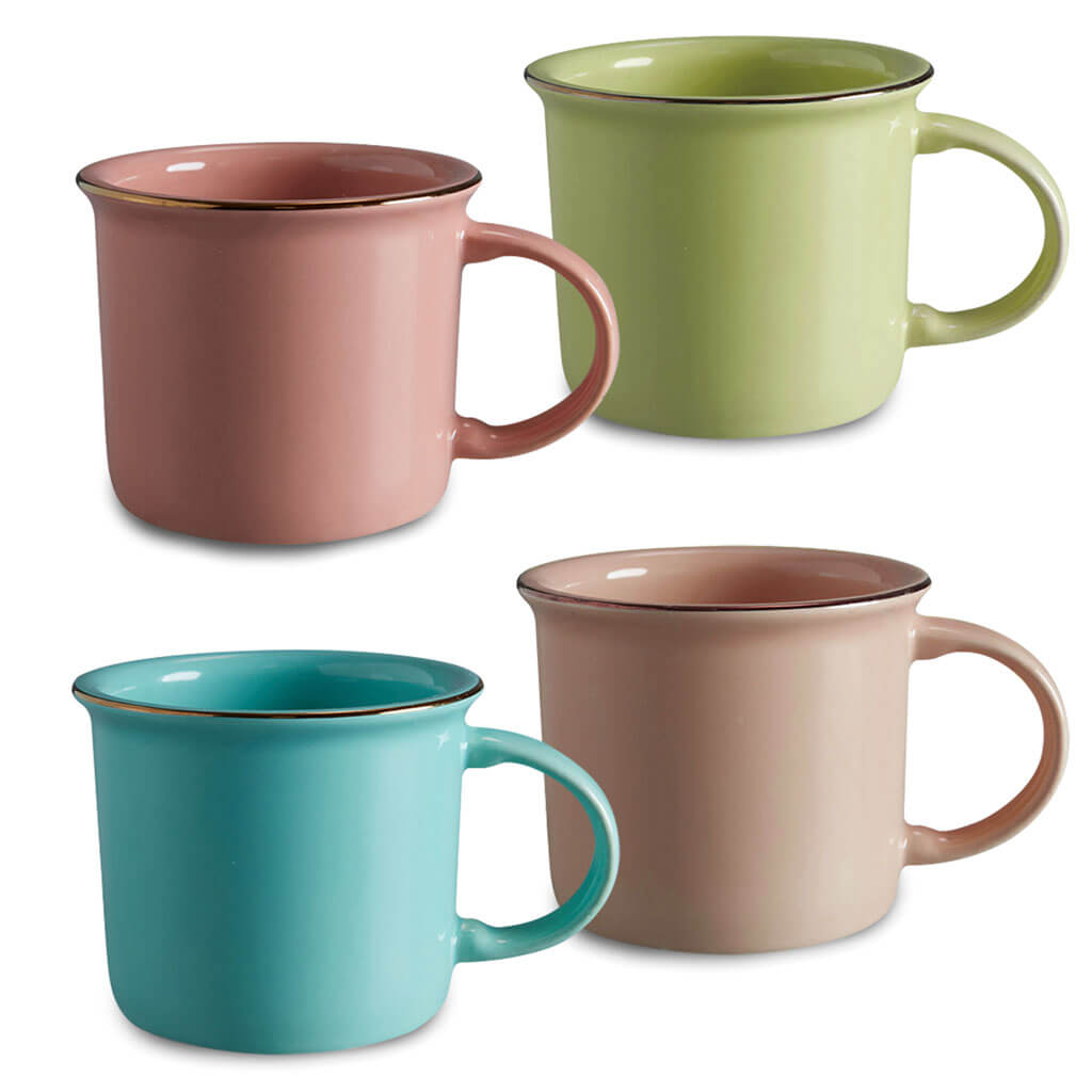 JUEGO DE 4 TAZAS CERÁMICAS MACARRÓN