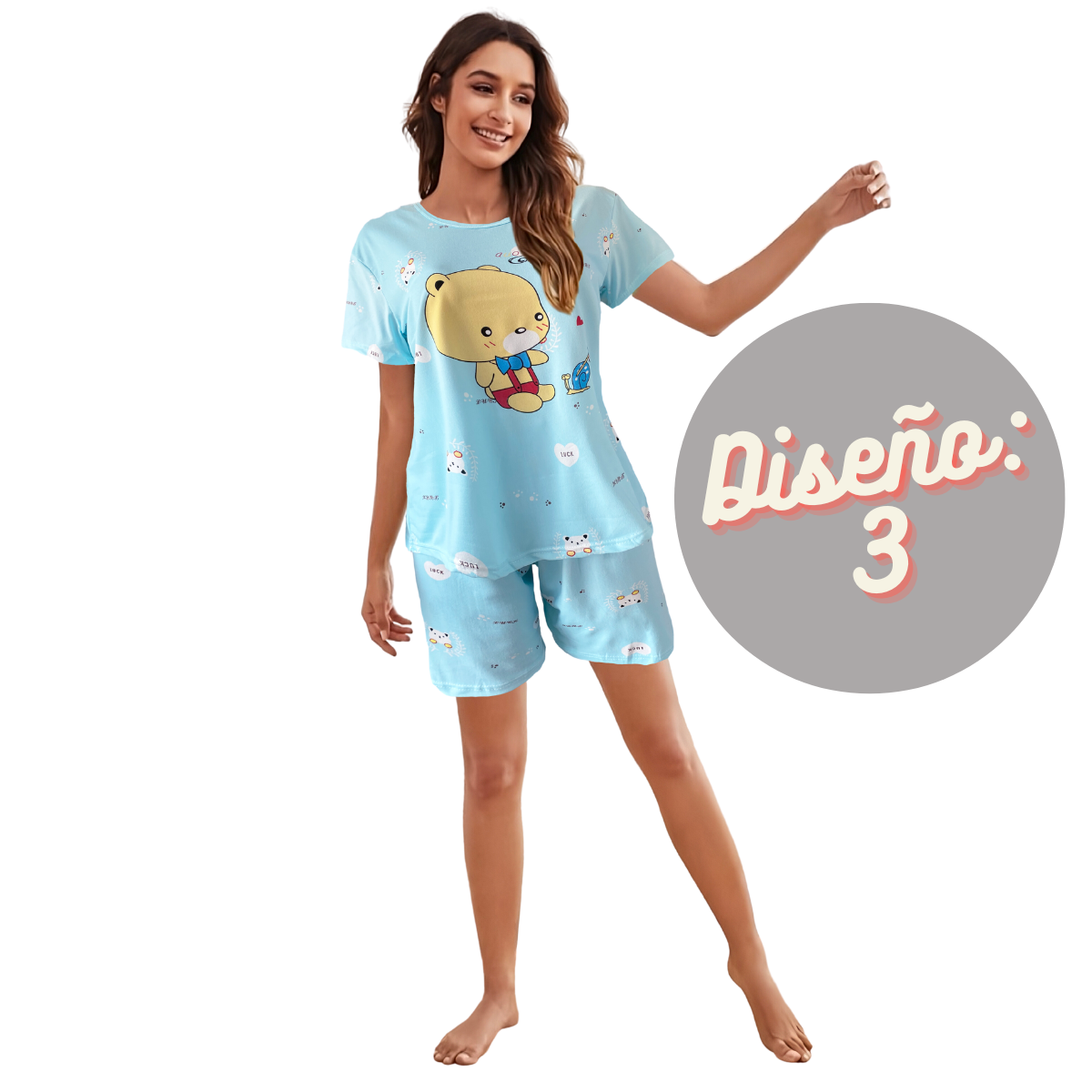 Conjunto Pijama Dama 2 Pzas Mujer de Short y Playera