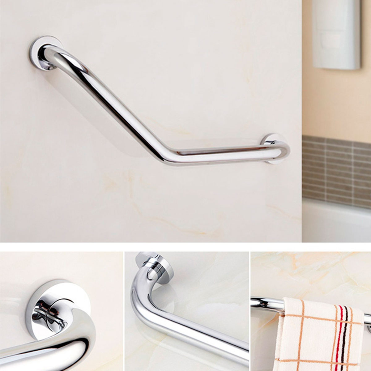 BARRA APOYO CURVA 52CM ACERO INOXIDABLE PARA BAÑOS Y ADULTOS MAYORES
