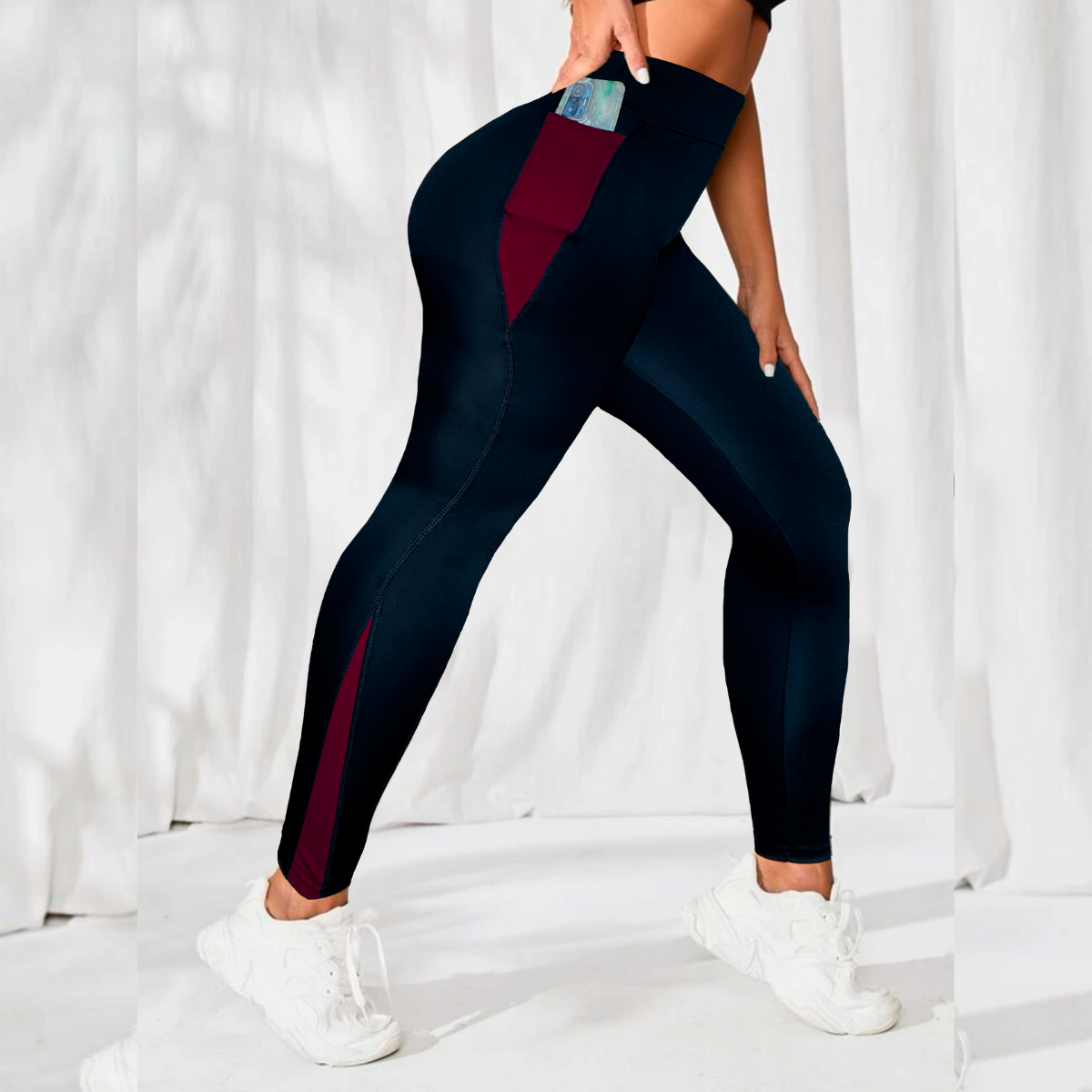 Mallon Lycra Leggins Mujer Licra Gym Casual Malla Talle Alto Con bolsillo 
