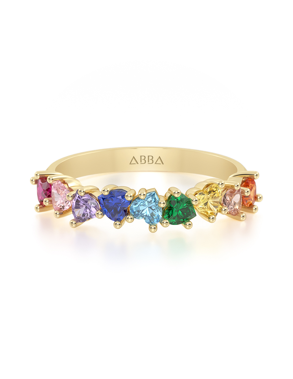 CHURUMBELA 10K ORO AMARILLO GEMAS CORAZONES COLORES ABBA JOYAS