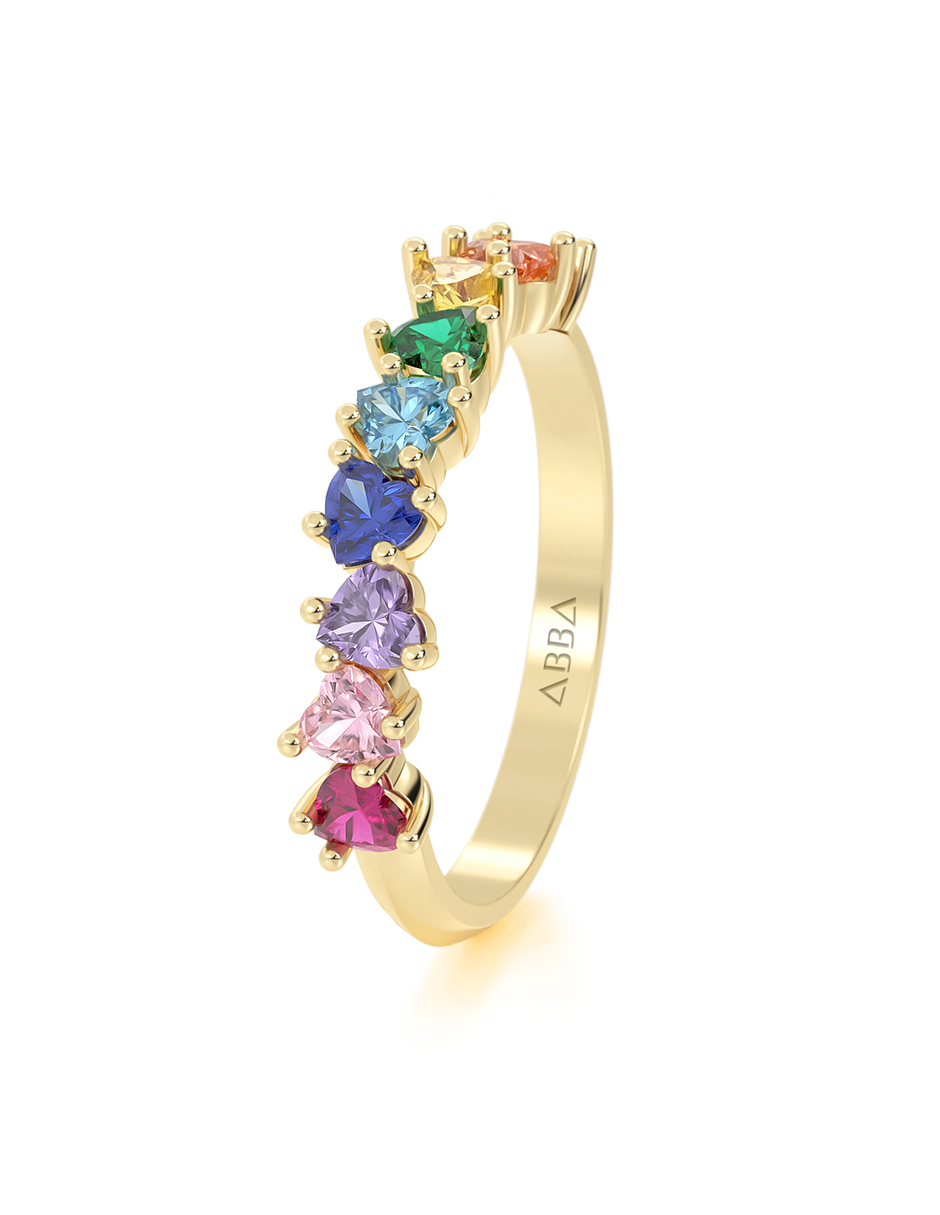 CHURUMBELA 10K ORO AMARILLO GEMAS CORAZONES COLORES ABBA JOYAS