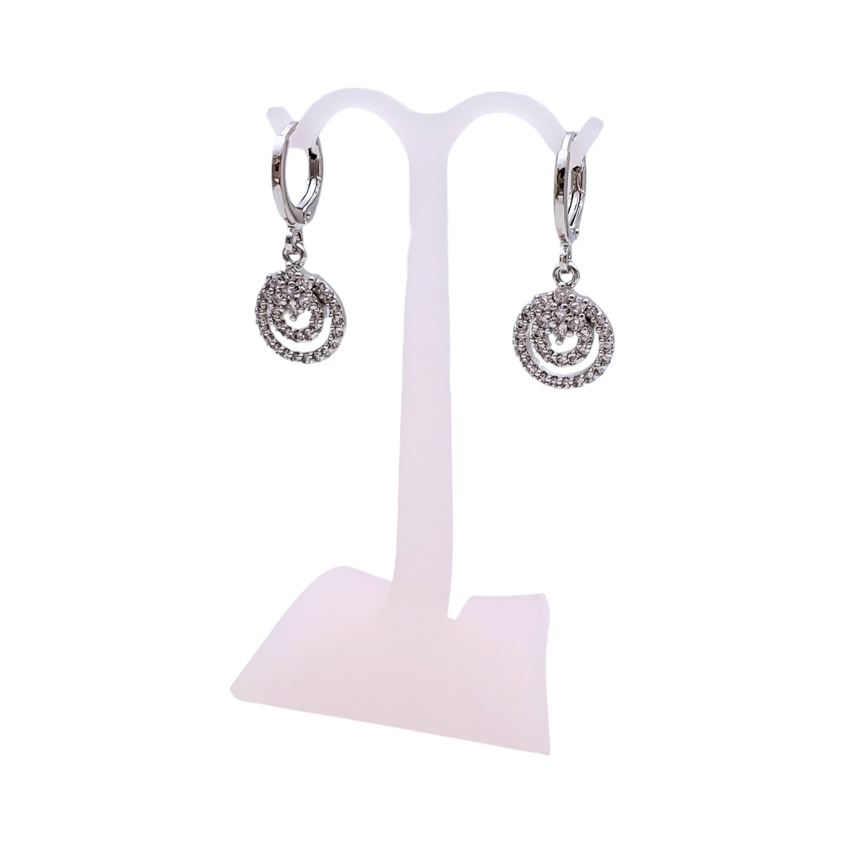 Aretes tipo huggie en rodio círculos colgantes