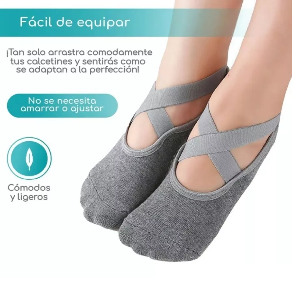 Calcetines De Yoga Danza Pilates Antiderrapantes 5 Pares Negro/Gris