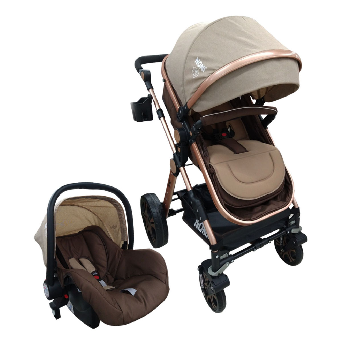 Carriola Angelin Sistema de Viaje 3 en 1 con Portabebe 999-C Cafe
