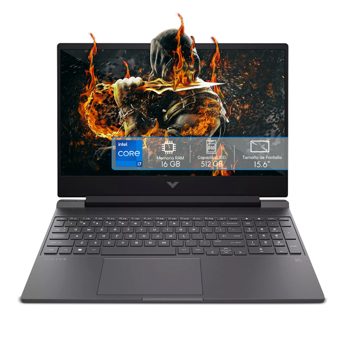 Laptop Gamer HP VICTUS 15-fa0032dx Intel CI7 16GB 512GB NVIDIA Geforce RTX 3050TI 4GB 15.6Pulg FHD W11H Mica Silver