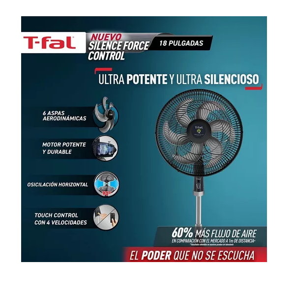Ventilador 18 Tfal Silence Force VE7752X Negro