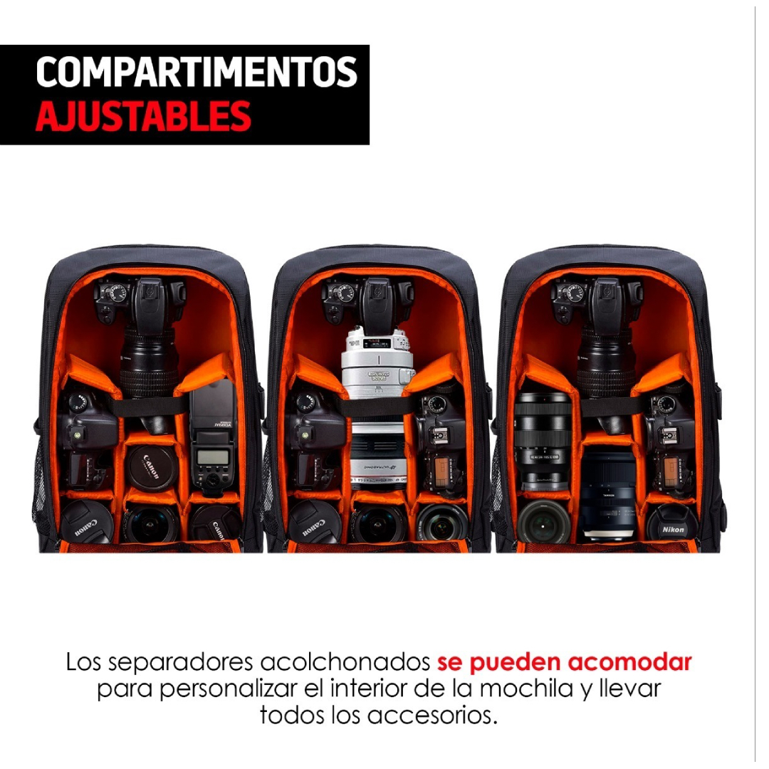 Mochila Para Laptop Camara Fotografica M3000 Redlemon (Reacondicionado Grado A)
