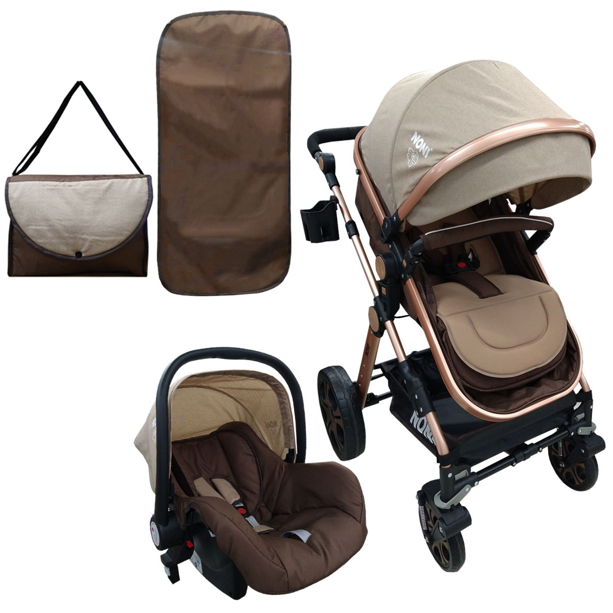 Carriola Angelin Sistema de Viaje 3 en 1 con Portabebe 999-C Cafe