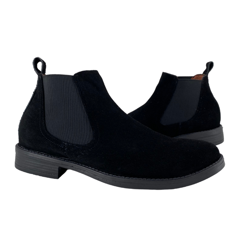  Botin Chelsea De Piel Gamuza Para Hombre Color Negro  QUIN Footwear Botin Cerrado Oficina Trabajo 