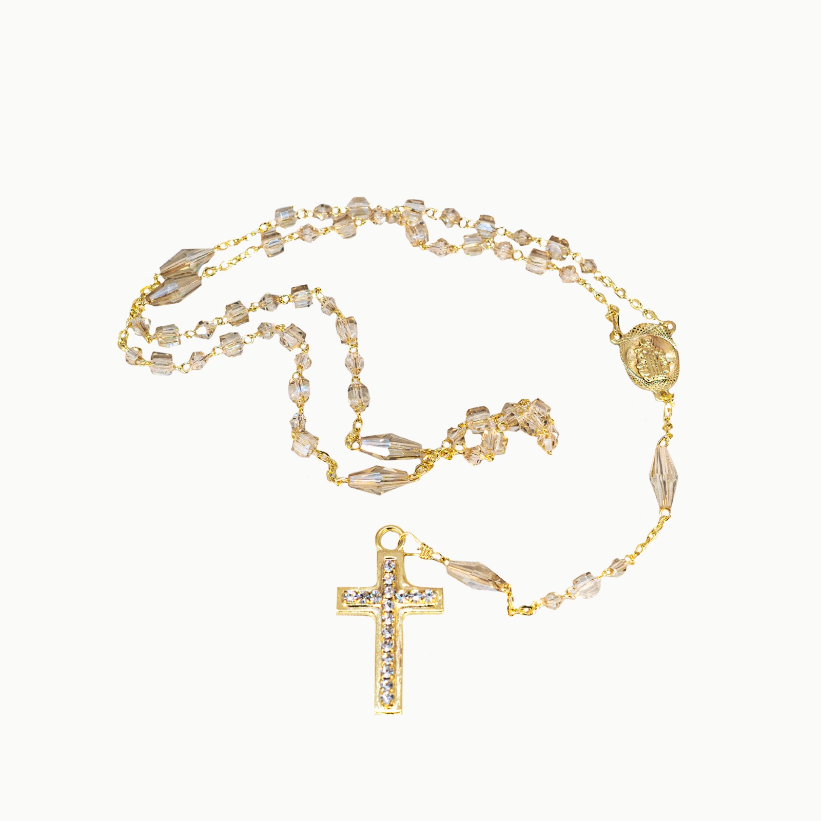 Rosario religioso artesanal para boda, xv años y primera comunión (paquete de 3 rosarios)