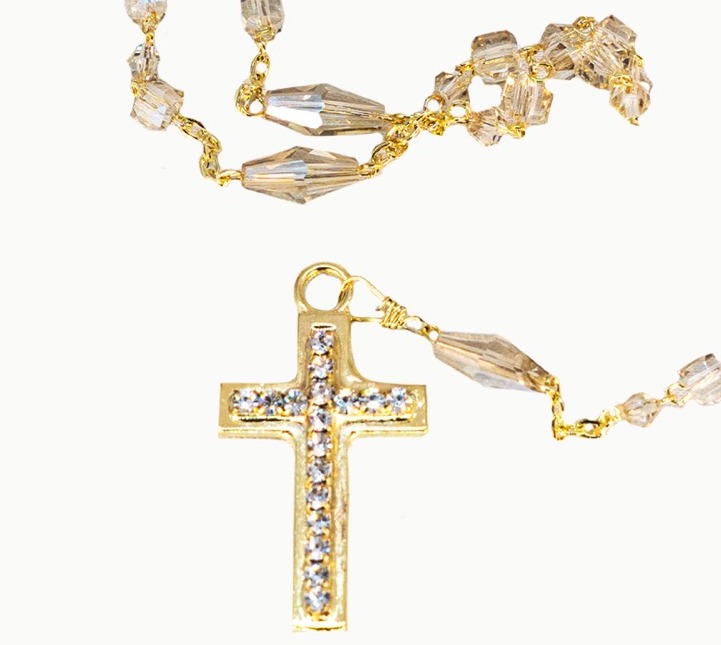 Rosario religioso artesanal para boda, xv años y primera comunión (paquete de 3 rosarios)