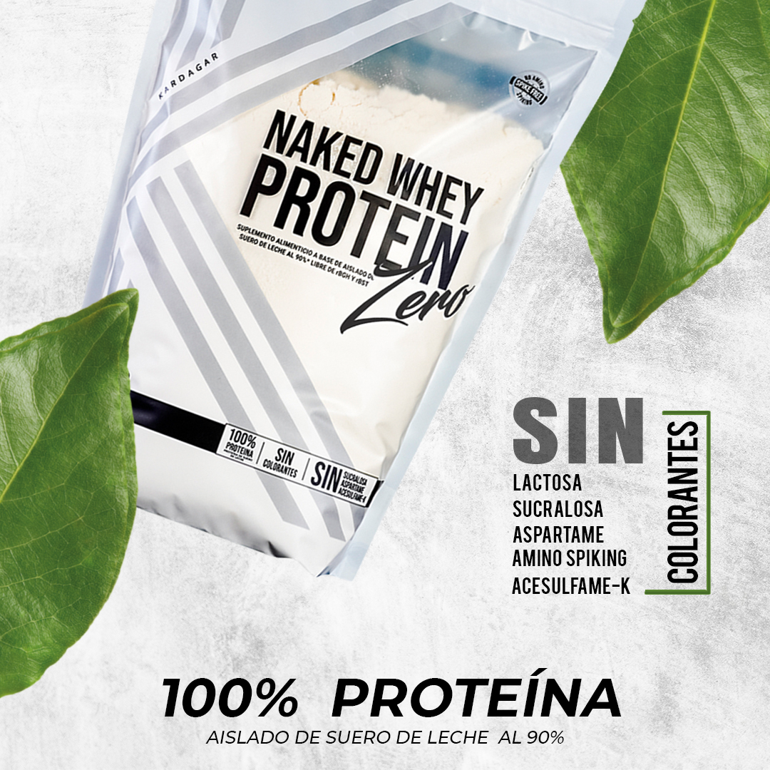 Proteína Aislada Suero de Leche KARDAGAR Naked Whey Proteín ZERO al 90% sin Colorantes 1KG