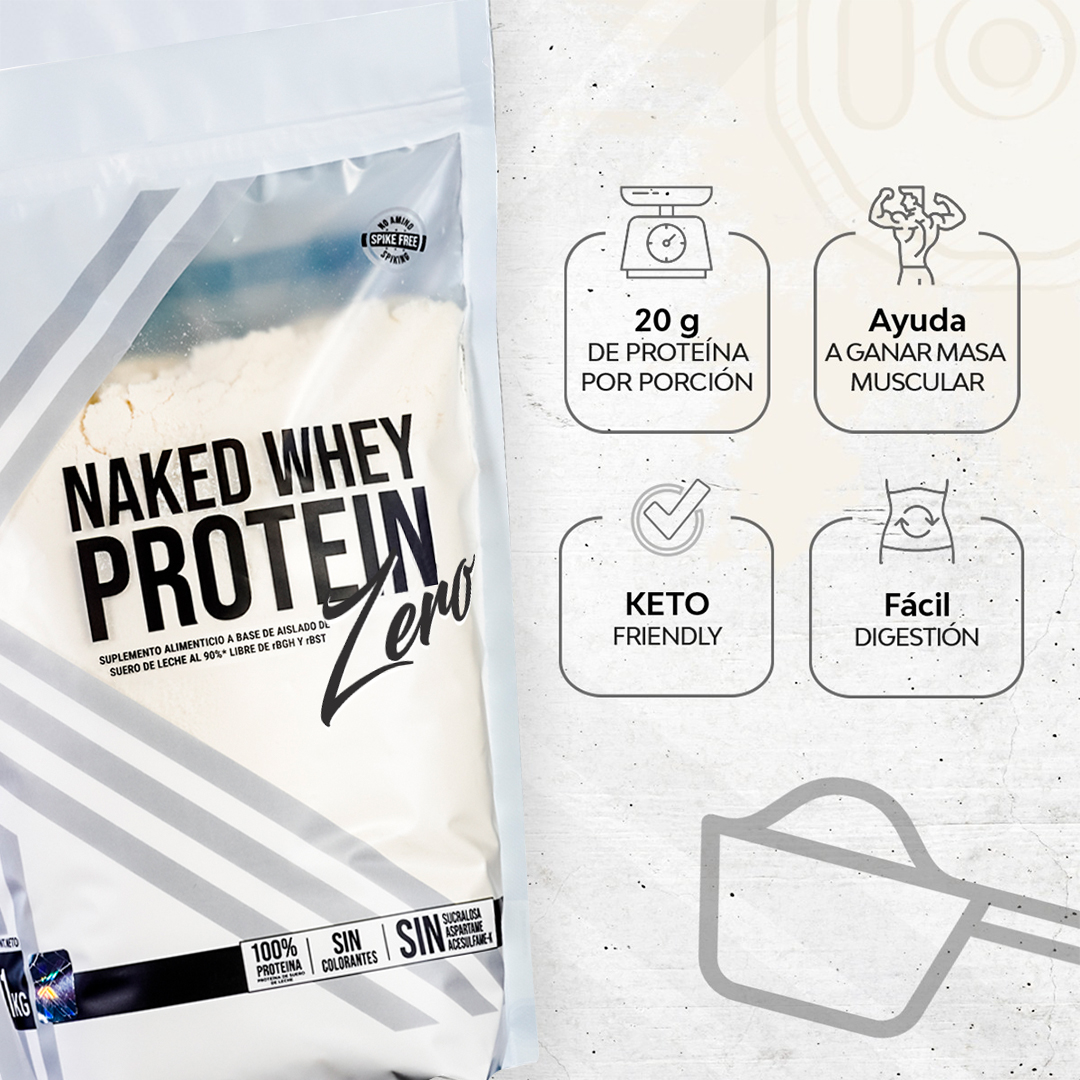 Proteína Aislada Suero de Leche KARDAGAR Naked Whey Proteín ZERO al 90% sin Colorantes 1KG