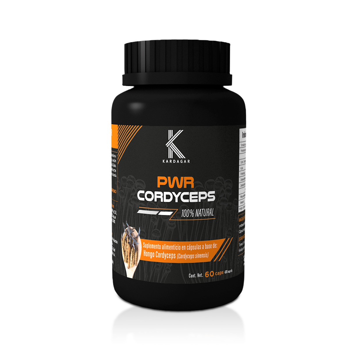 POWER Cordyceps Hongo Cordyceps KARDAGAR 60 Capsulas 470mg CU	